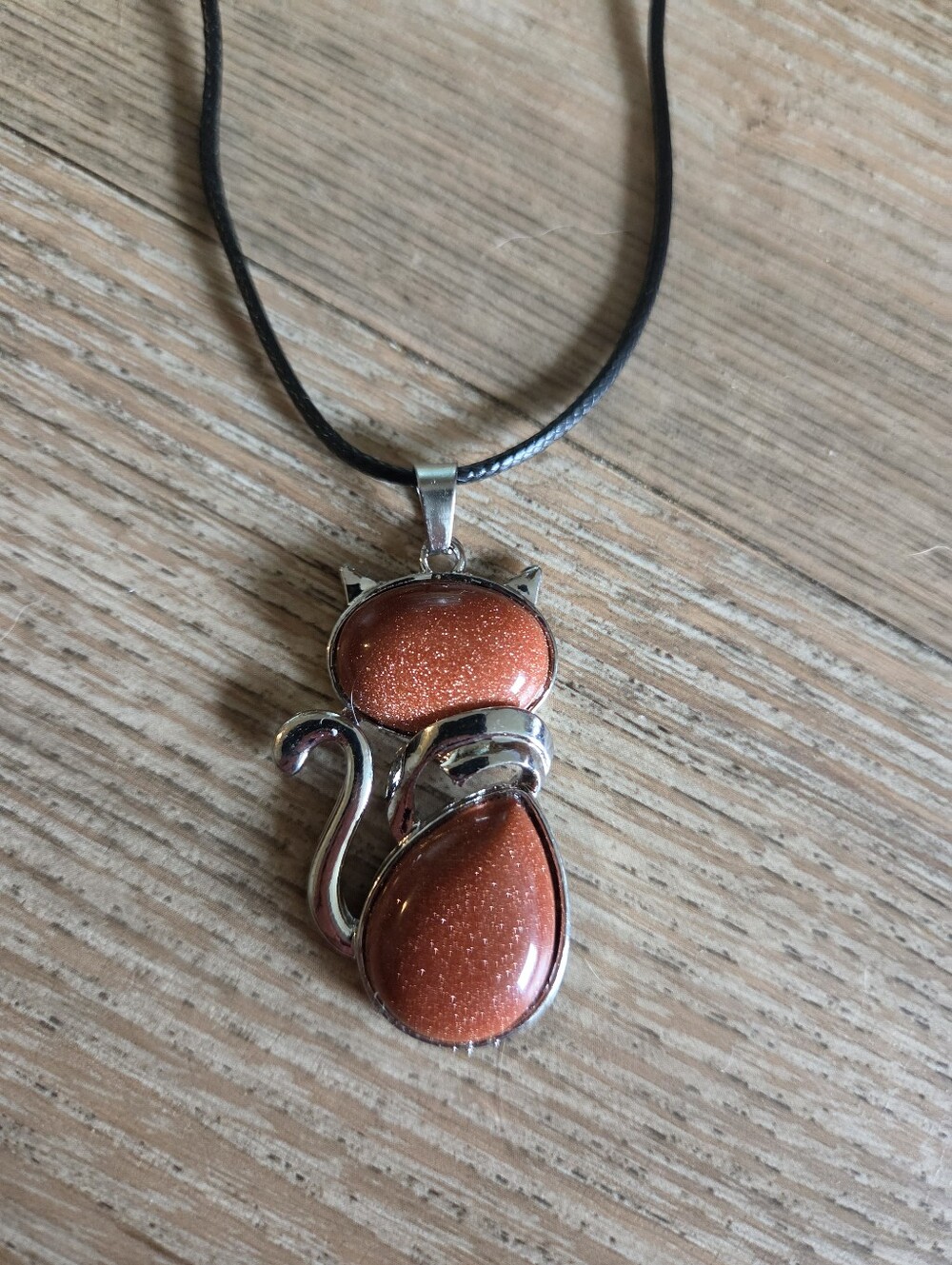 Goldstone Cat Pendant Necklace